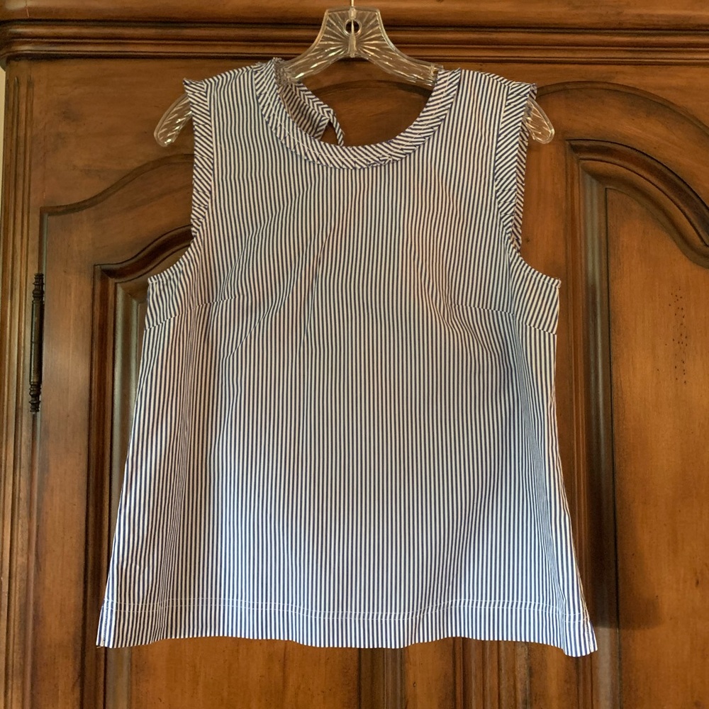 J Crew Blue/White Stripe Sleeveless Top